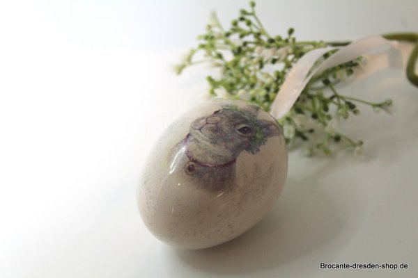 VERKAUFT Osterei zum hängen aus Keramik für den Osterstrauß Nr. 1: Hase