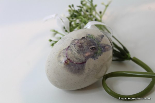 VERKAUFT Osterei zum hängen aus Keramik für den Osterstrauß Nr. 1: Hase