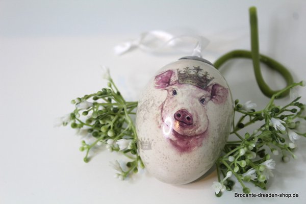 VERKAUFT Ei zum hängen aus Keramik Glücksschweinchen