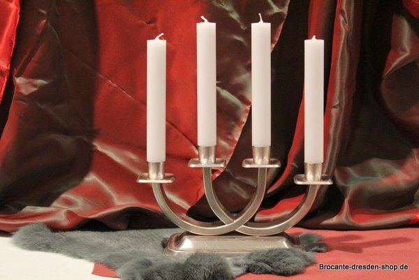 VERKAUFT Kerzenständer für 4 Kerzen - Original Art Deco  - Versilbert - Quist Esslingen
