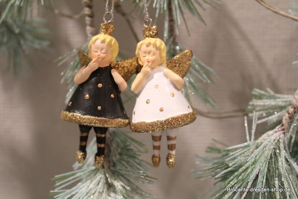 Weihnachtsdekoration verlegenes Engelpärchen zum Aufhängen mit Tanzbeinchen