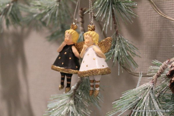 Weihnachtsdekoration verlegenes Engelpärchen zum Aufhängen mit Tanzbeinchen