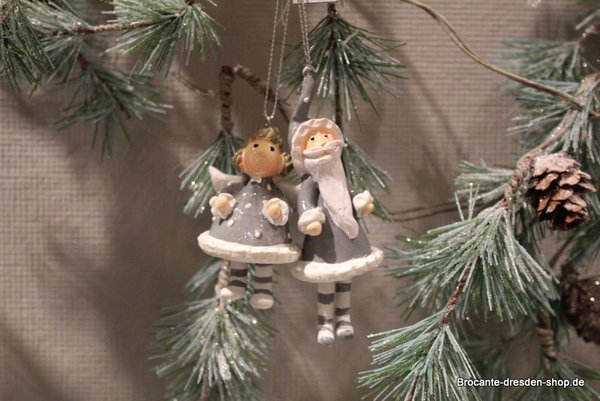 Weihnachtsdekoration "Harald" und Engelchen "Moppie" zum Aufhängen mit Tanzbeinchen