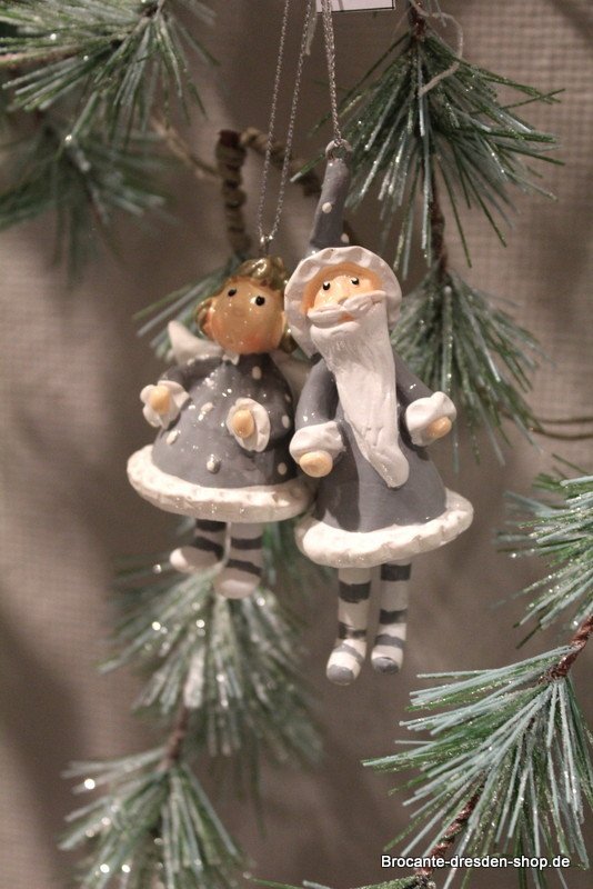 Weihnachtsdekoration "Harald" und Engelchen "Moppie" zum Aufhängen mit Tanzbeinchen