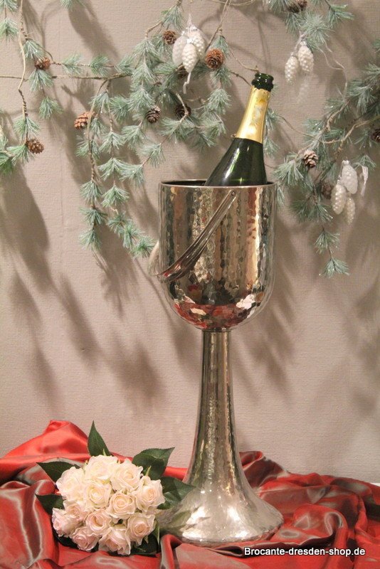 Champagnerkühler -  Standsektkühler Art Deco gehämmert - FRF