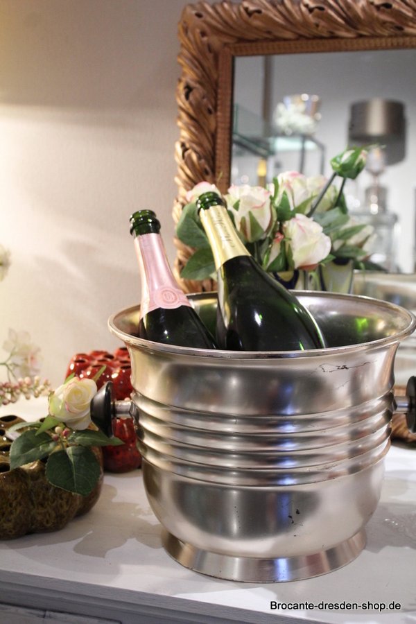 VERKAUFT Champagnerkühler - WMF Sektkühler Sehr GROSS -  Versilbert mit Holzknauf - Art Deco