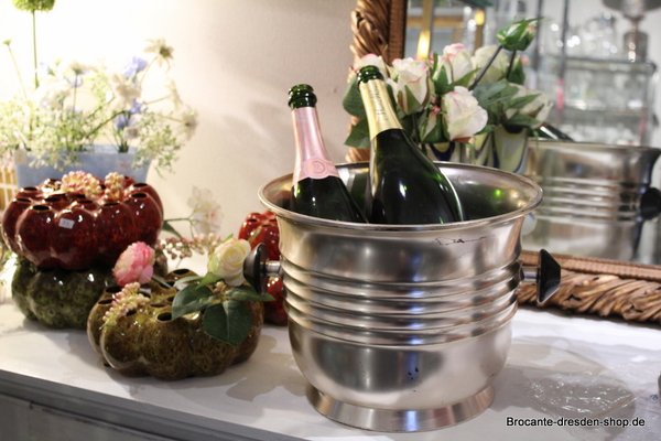 Champagnerkühler - WMF Sektkühler Sehr GROSS -  Versilbert mit Holzknauf - Art Deco
