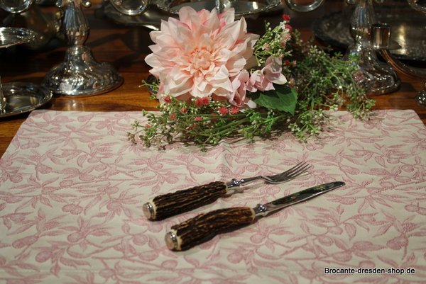 Platzdeckchen - Tischset Olive "alt Rose" aus reiner Baumwolle 40x50cm Busatti Italy