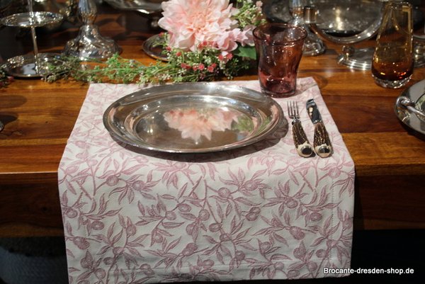 Platzdeckchen - Tischset Olive "alt Rose" aus reiner Baumwolle 40x50cm Busatti Italy