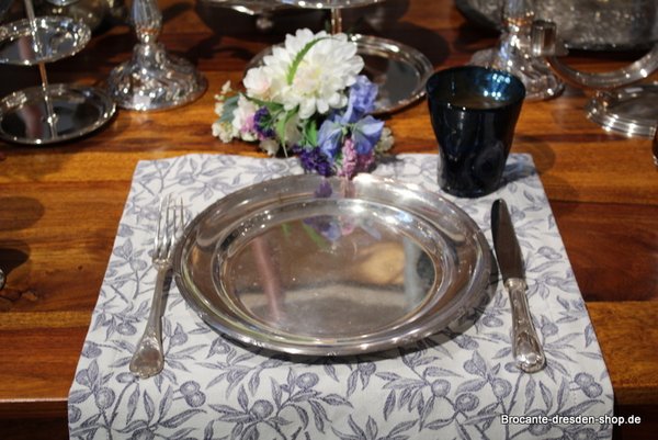 Platzdeckchen - Tischset Olive "Königsblau" aus reiner Baumwolle 40x50cm Busatti Italy