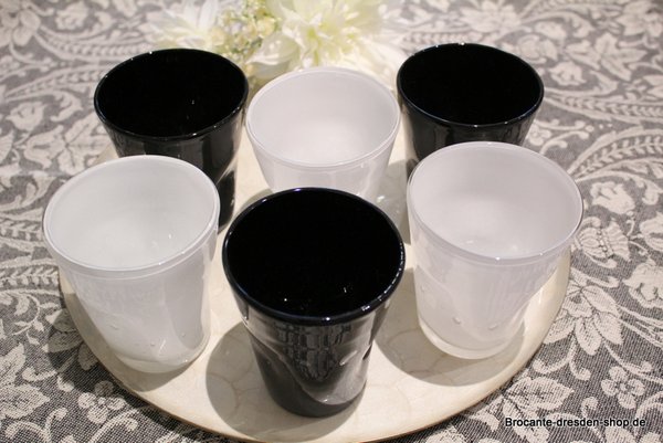 6 bunte Trink Gläser aus Italien für Wasser oder Wein - Set Black & White