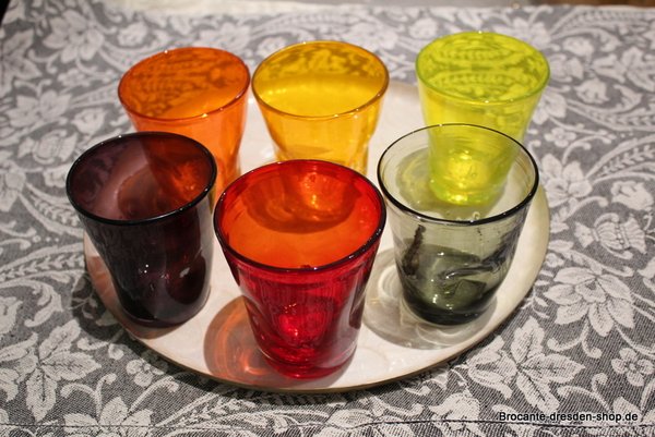 6 bunte Trink Gläser aus Italien für Wasser oder Wein - Set Sommer